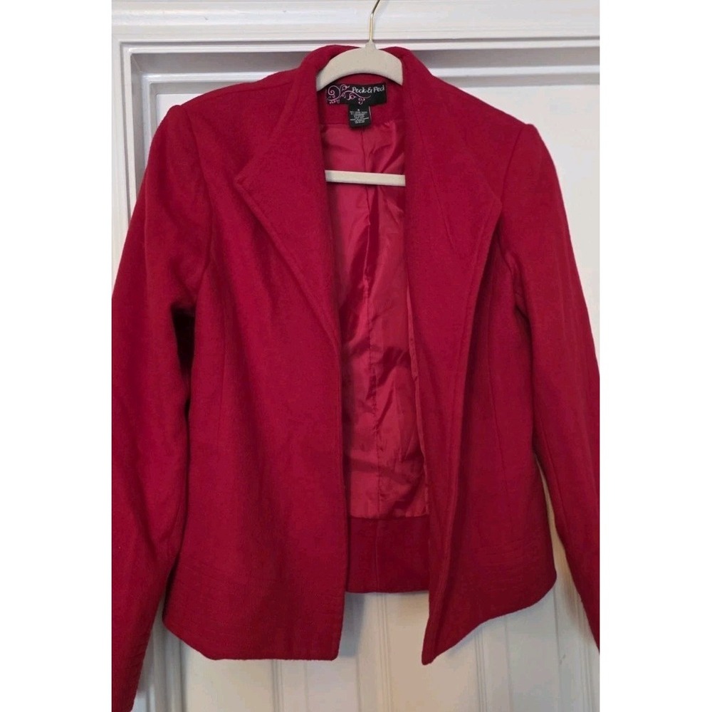 PECK & PECK Women's Red Wool & Cashmere Blend Jacket Coat Size 6